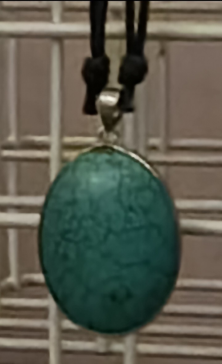 Turquoise Oval Bezel-Set Pendant Necklace, Silver Charm on Black Cord