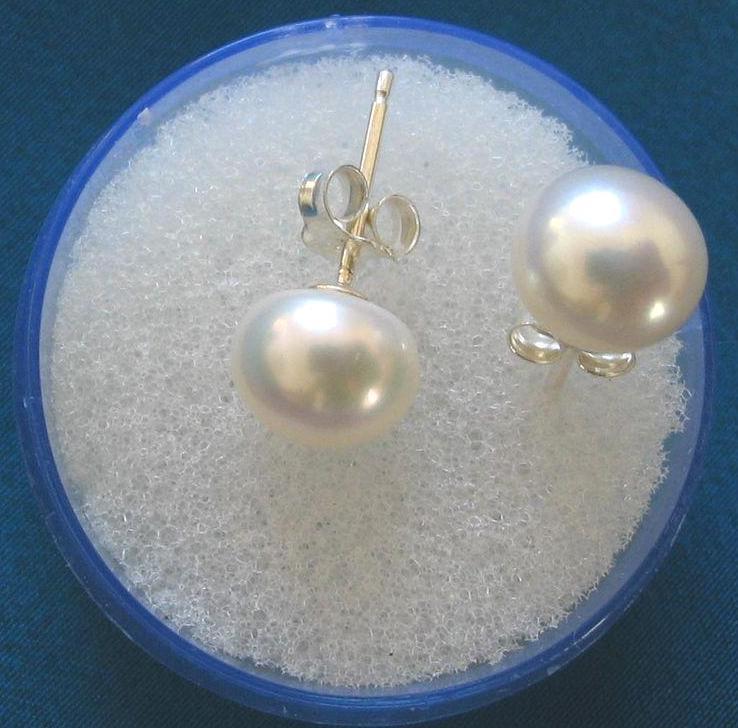 925 Sterling Silver Freshwater 6-7mm Pearl Stud Earrings Gift
