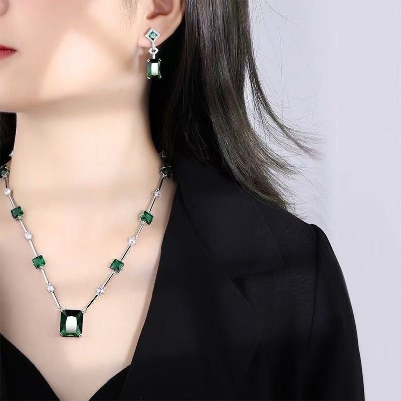 Wedding Bridal CZ Jewelry Set Zirconia Necklace Earrings Set