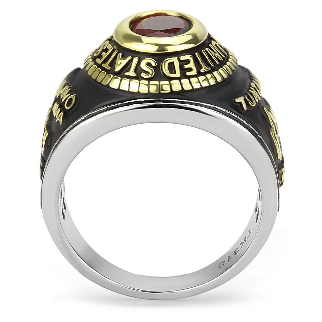 TK3723 – Two-Tone IP Gold (Ion Plating) Stainless Steel Ring with Synthetic Synt