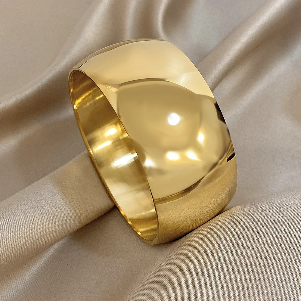 Glossy Gold Plated Stainless Steel Bracelet for Women Men Fashion 10 15 30mm