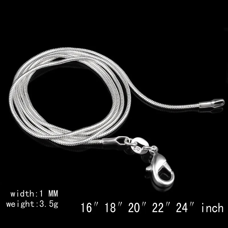 925 Sterling Silver Necklace Snake Chain Necklace .925 20″ Inch 1mm Jewelery set