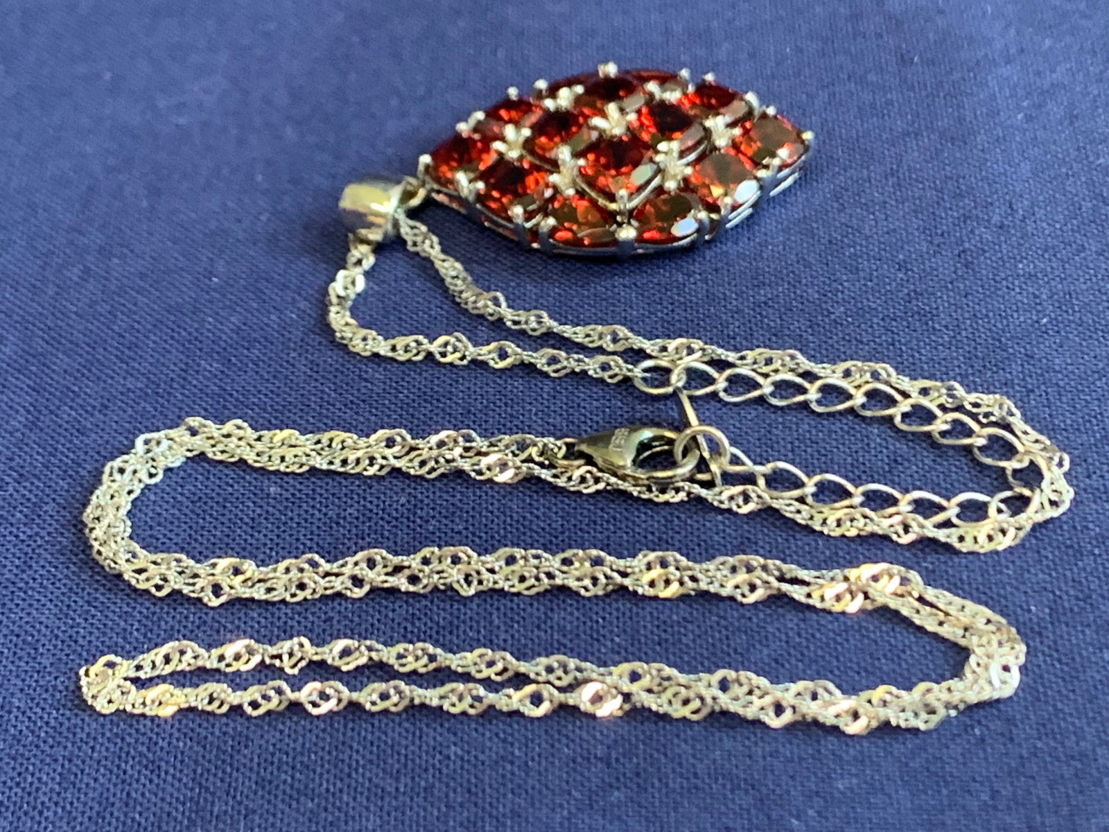 Sterling Silver Necklace 7g Fine Jewelry 19.5″ Chain Garnet Look Stones *READ*