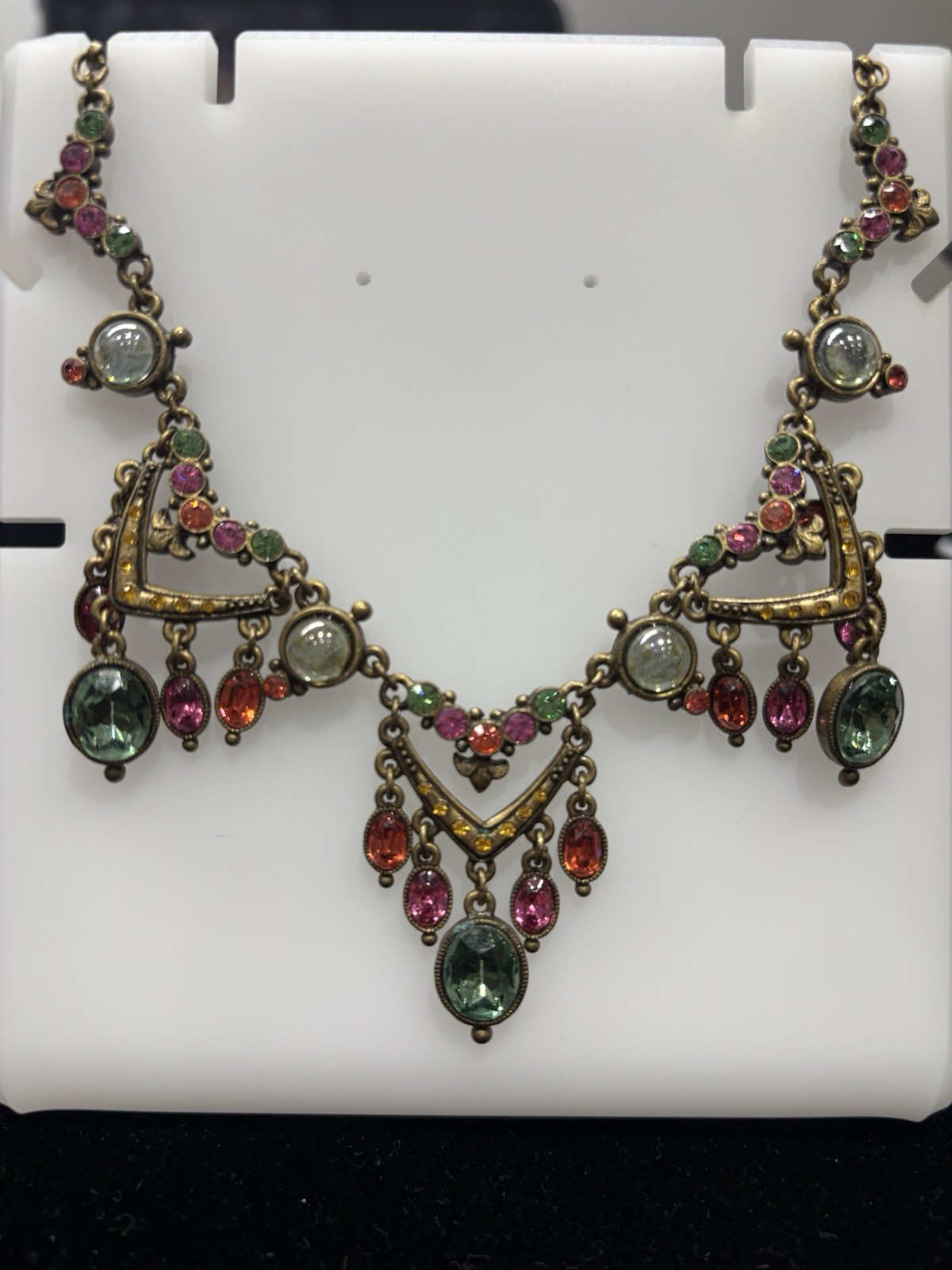 Sweet Romance Victorian Multi Color Crystal Necklace.