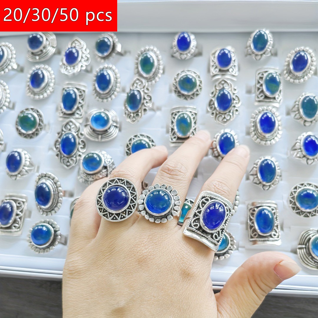 Wholesale 20/30/50pcs Vintage Mood Rings Bulk Women Change Color Finger Jewelry