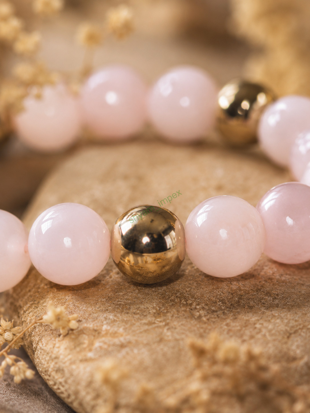 Rose Quartz & Hematite Beaded Stretch Bracelet Healing Crystal Love Stone
