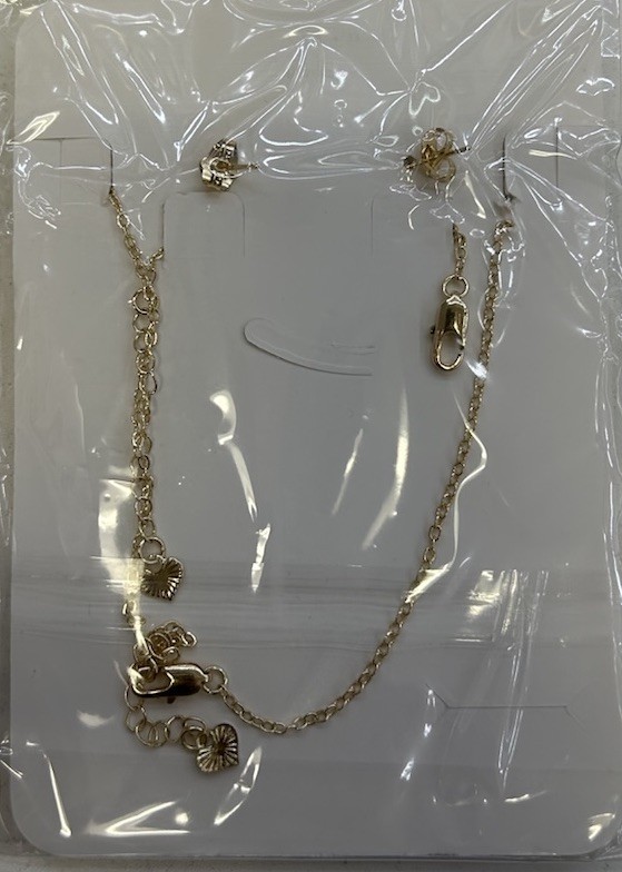 4 Leaf Clover Purple/ 2 Earrings, 1 Bracelet, 1 Necklace/ Laminated Gold