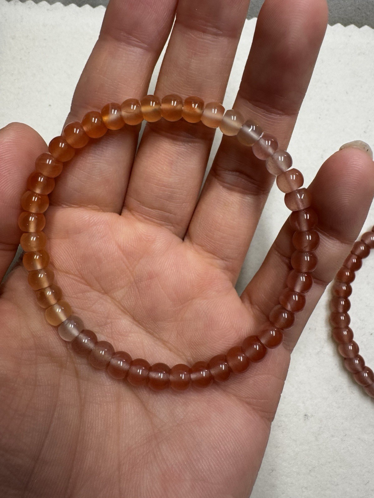 AAA 5.5mm straight cut ice beads nanhong agate Bracelet new in box 7” freeship