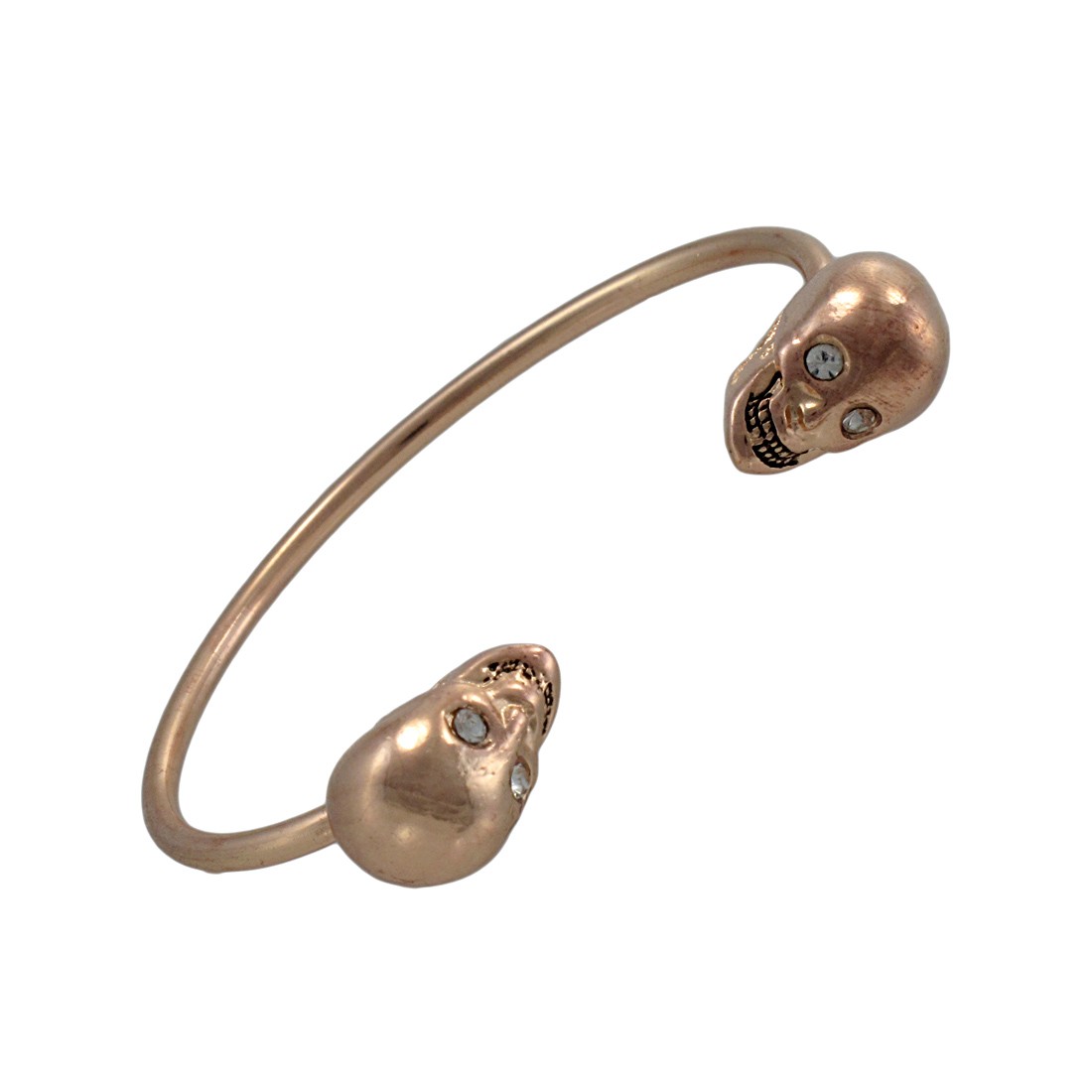 Zeckos Rose Gold Finish 3D Skull Torc Bracelet Cuff
