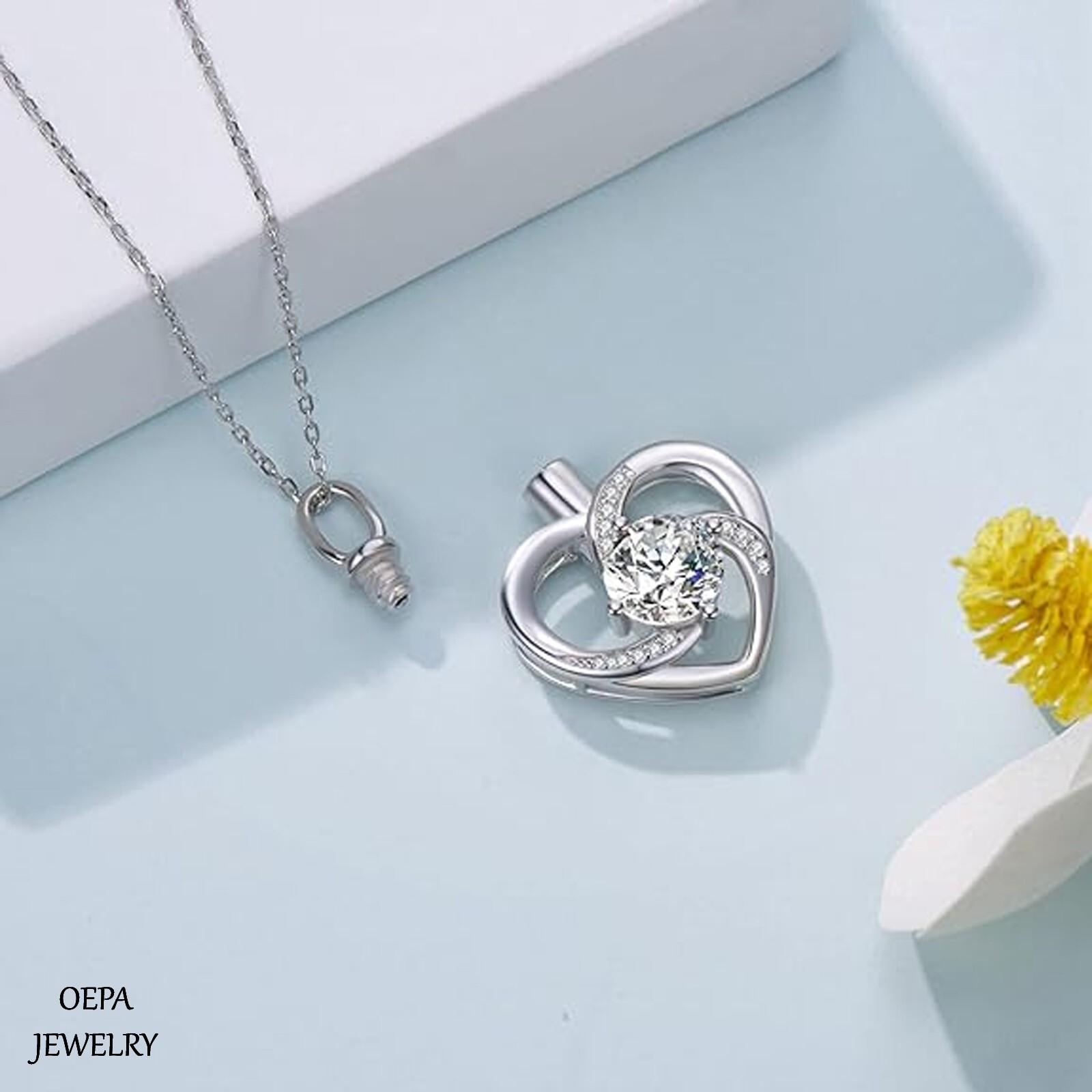 Heart Urn Necklace 925 Sterling Silver for Ashes Cremation Keepsake Necklace