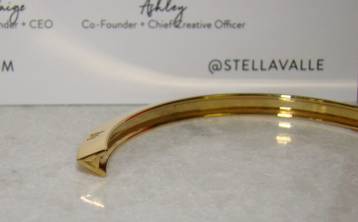 New Stella Valle A Initial Charm Cuff Bangle Gold Tone Bracelet
