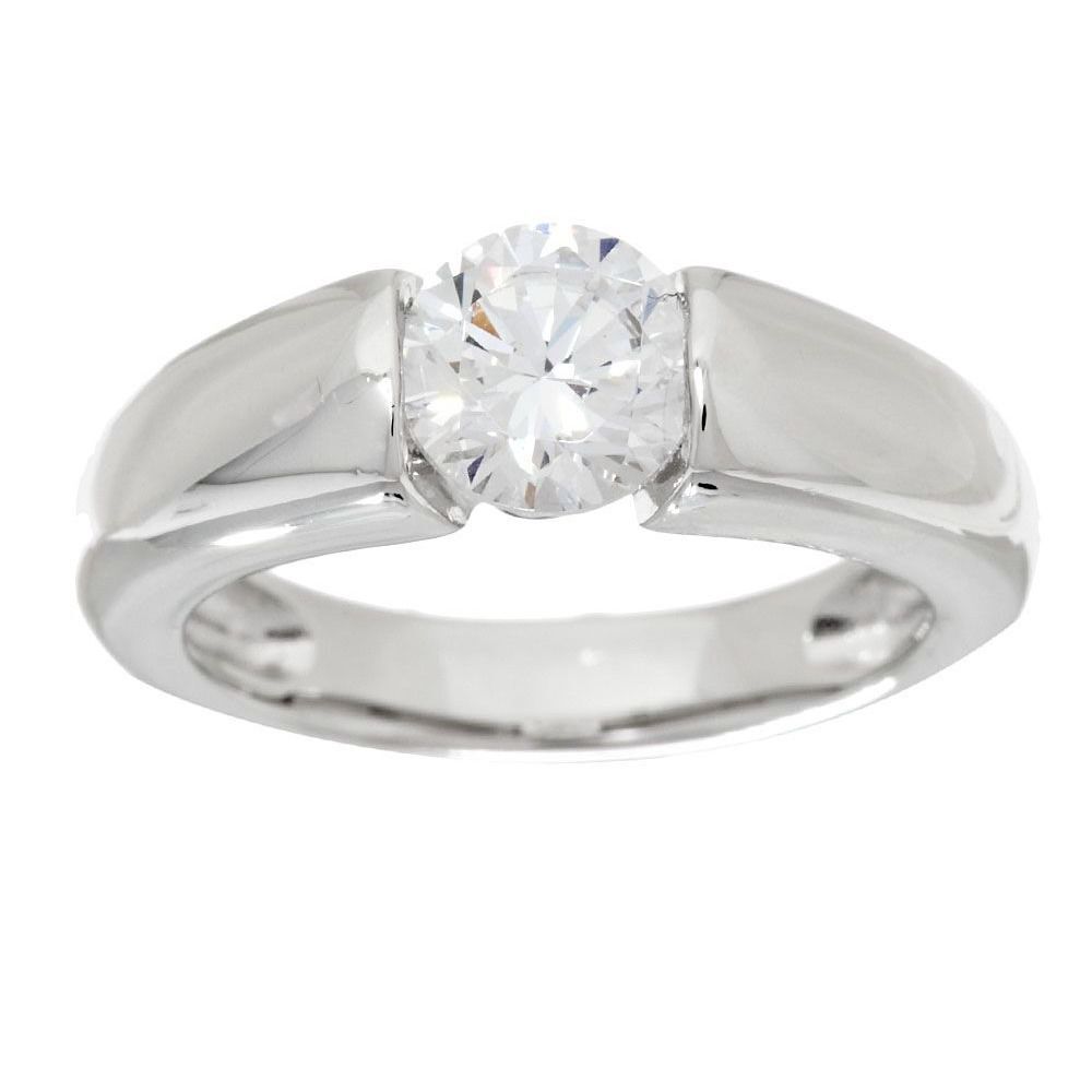 Round Cut Simulated Diamond Tension Set Solitaire Ring Solid 925 Sterling Silver