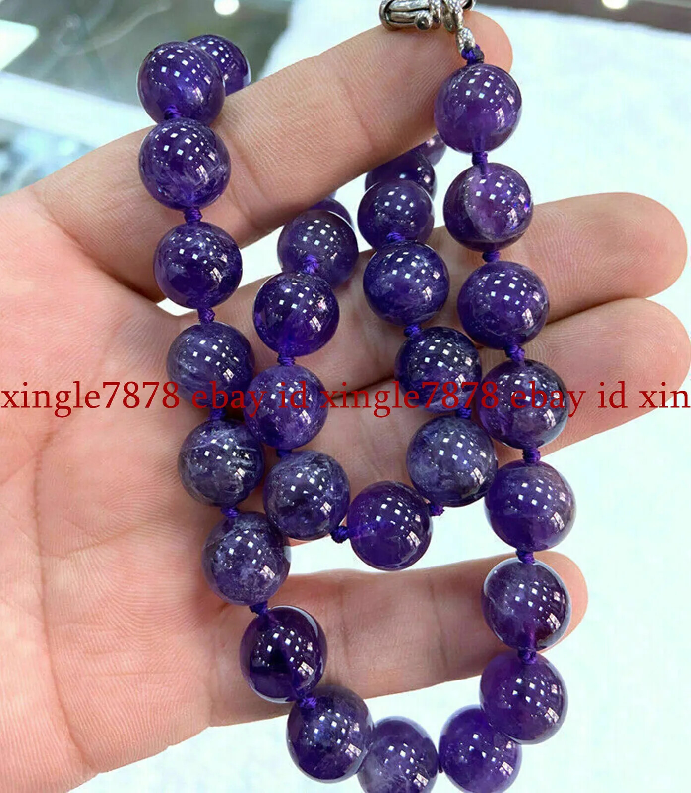 Natural Pretty 8/10/12mm Purple Amethyst Gemstone Round Beads Necklace 16-36in