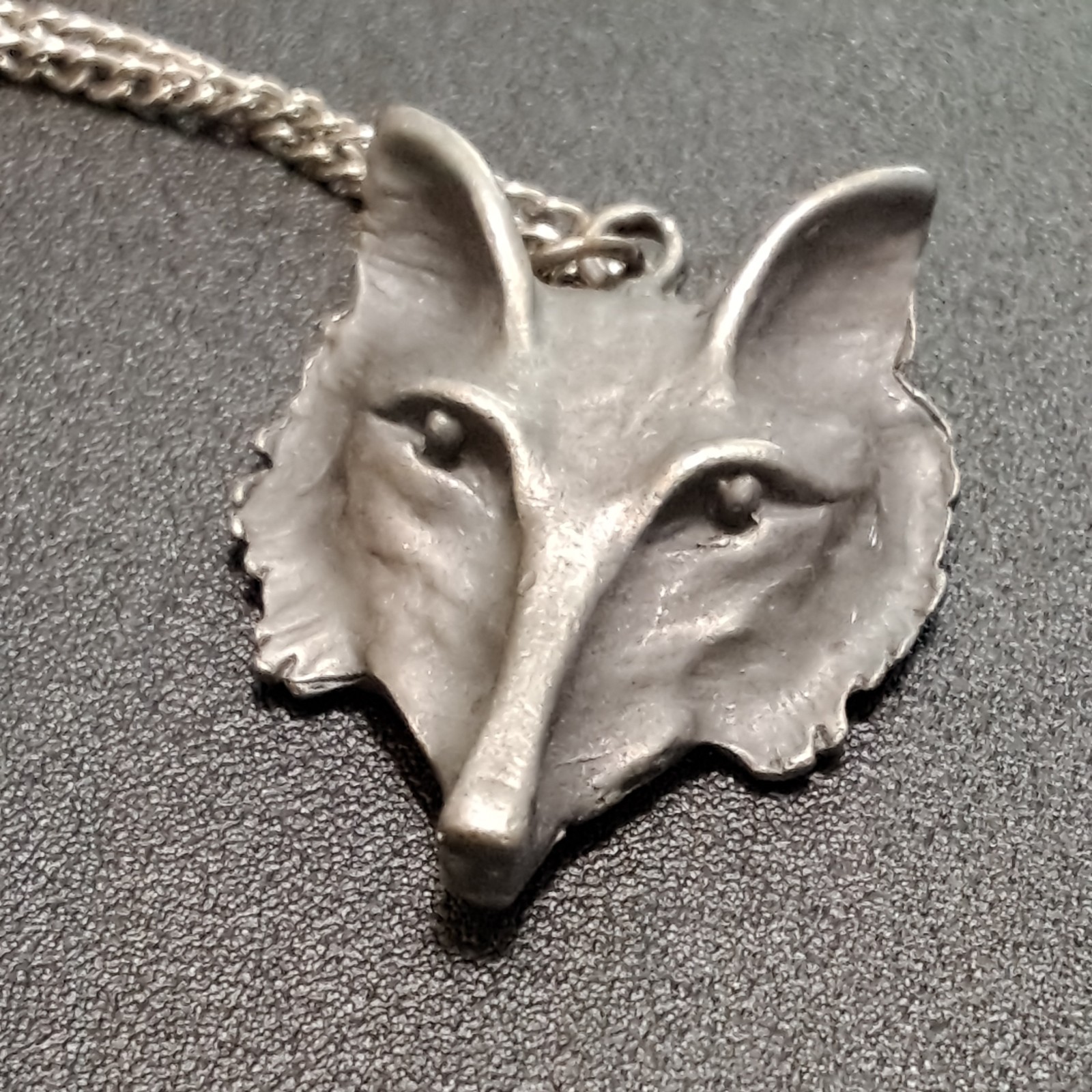 18″ Fox Head Unisex Pendant Necklace Pewter Mystical Forest Animal #19