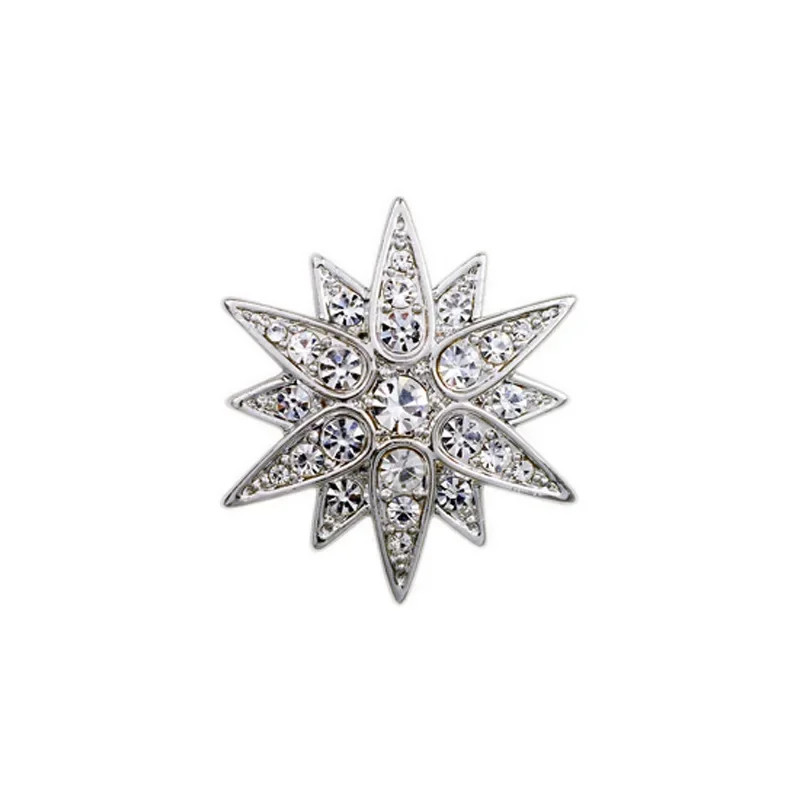Luxury Cubic Zirconia Star Brooch for Men Lapel Pin Suit Shirt Gift Badge