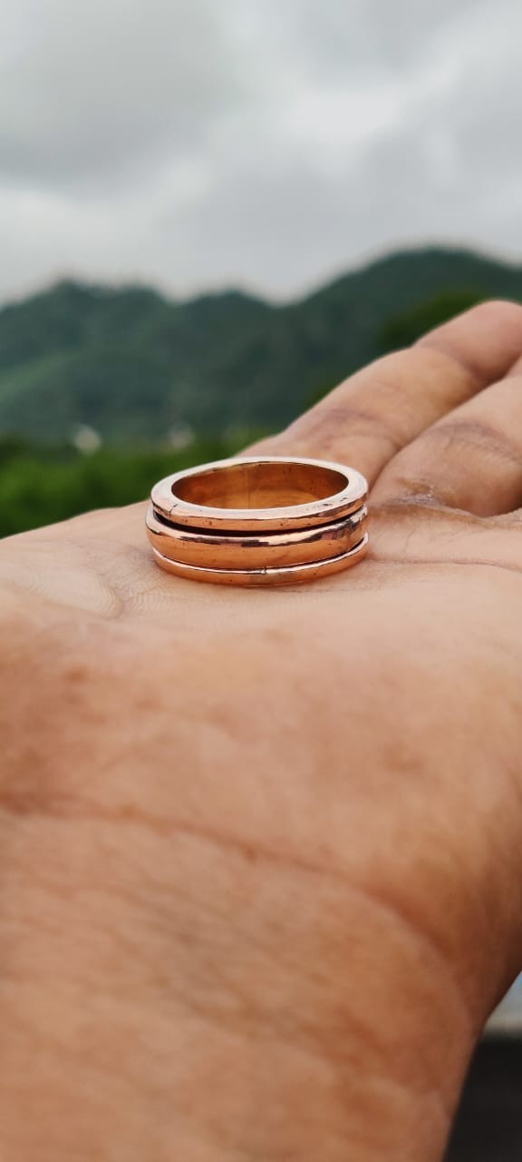 Pure Solid Copper Smooth Unisex Band Handcrafted Jewelry Ring For Men Women Gift