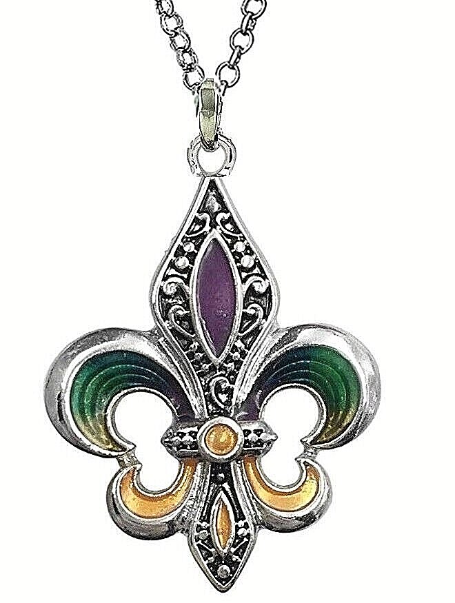 Fleur De Lis Pendant Necklace on 18″ Stainless Steel Chain with a Gift Box