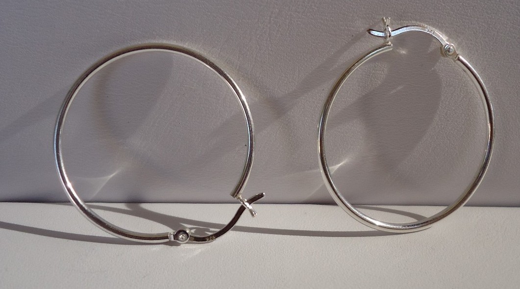 925 STERLING SILVER LADIES HOOP EARRINGS 35MM IN DIAMETER FINE QUALITY