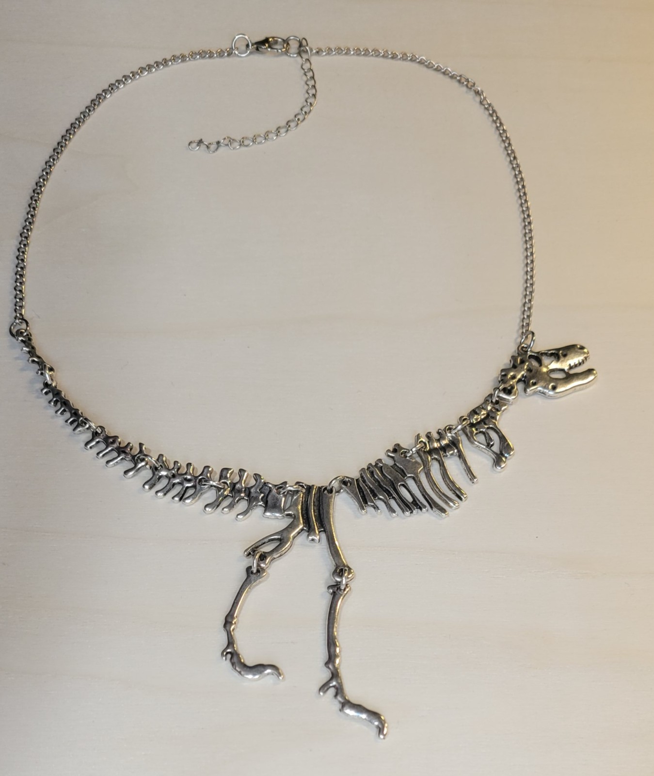 T-Rex Dinosaur Skeleton Moveable Tyrannosaurus Rex Pendant On 19in Necklace