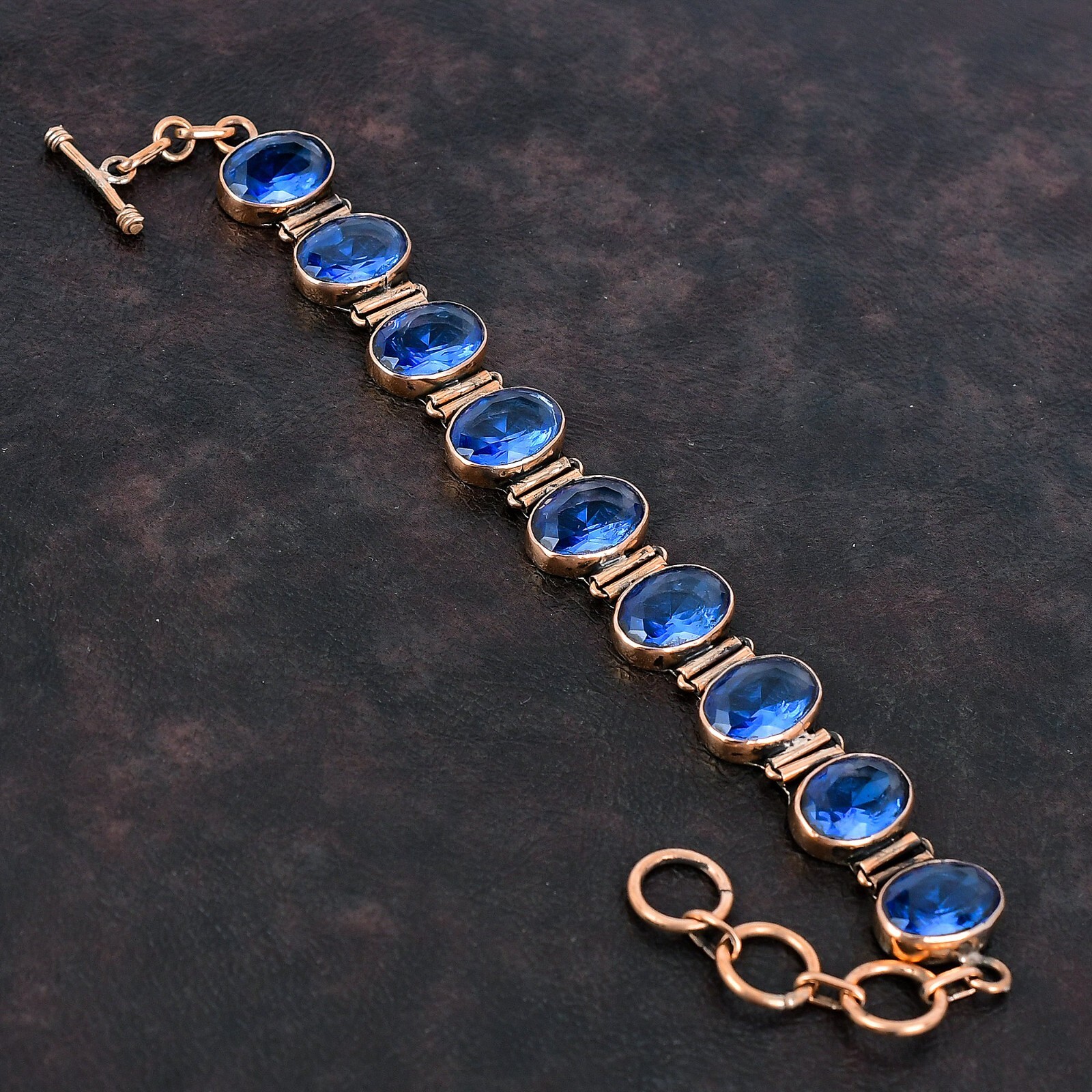 Tanzanite Quartz Adjustable Bracelet Handcrafted Copper Ethnic Gift Jewelry 6.0″