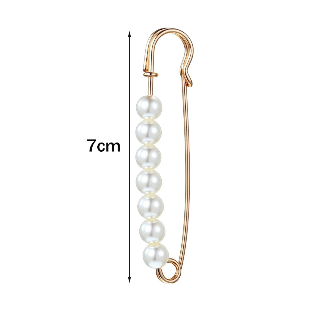 10Pcs Faux Pearl Brooch Pins Decorative Safety Pins Pants Clips Large Shawl Pins