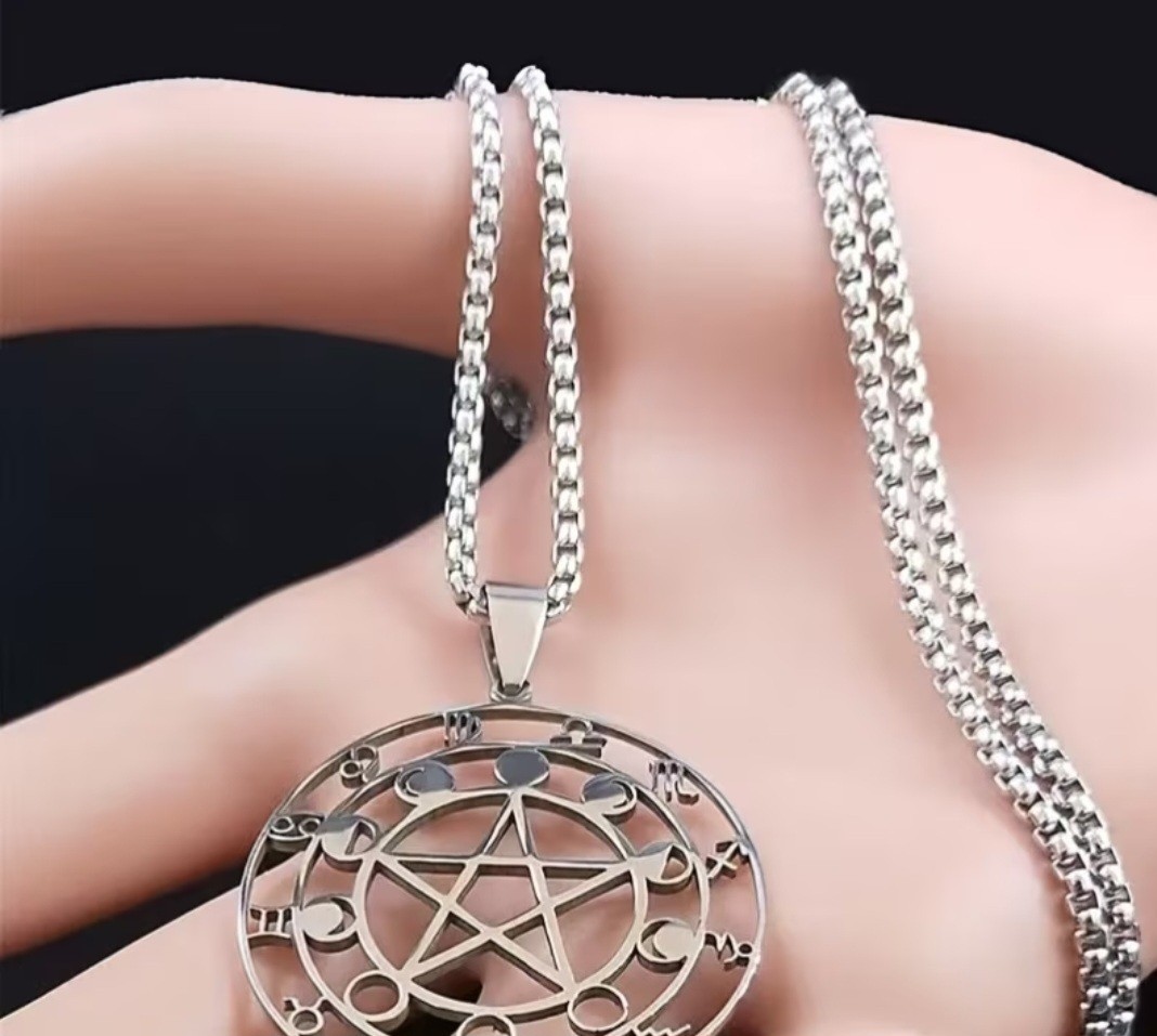 Witchcraft 12 Constellations Stainless Steel Pentagram Astrology Necklace