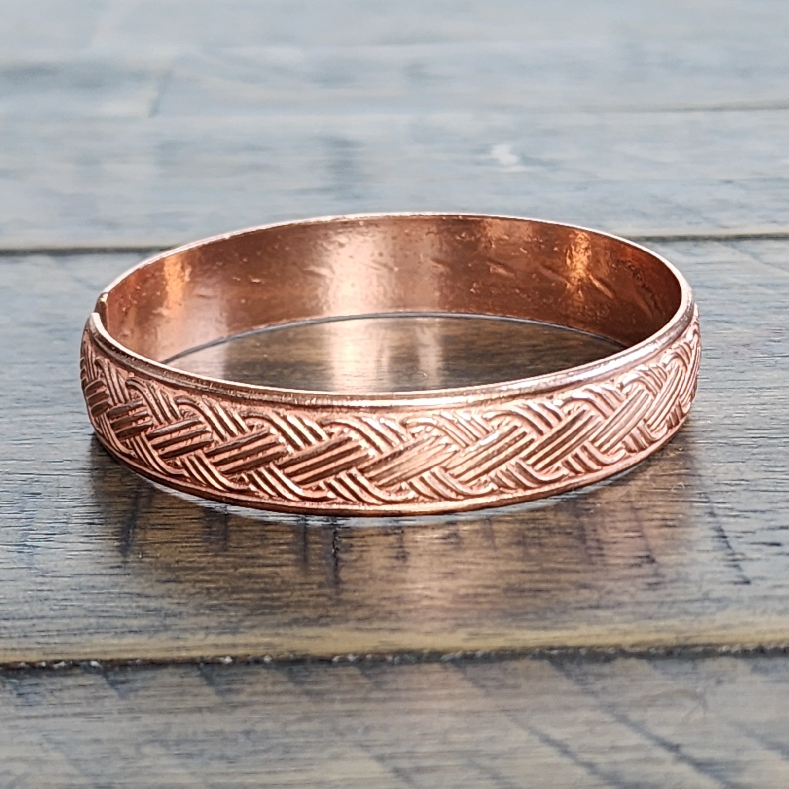 Pure Copper Bracelet Adjustable Woven Cuff 12mm Wide 19.5cm 33g Unisex