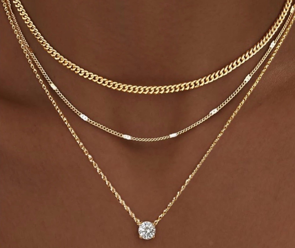 Layered Gold Necklace for Women 14K Gold Plated Dainty Minimalist Jewelry Trendy