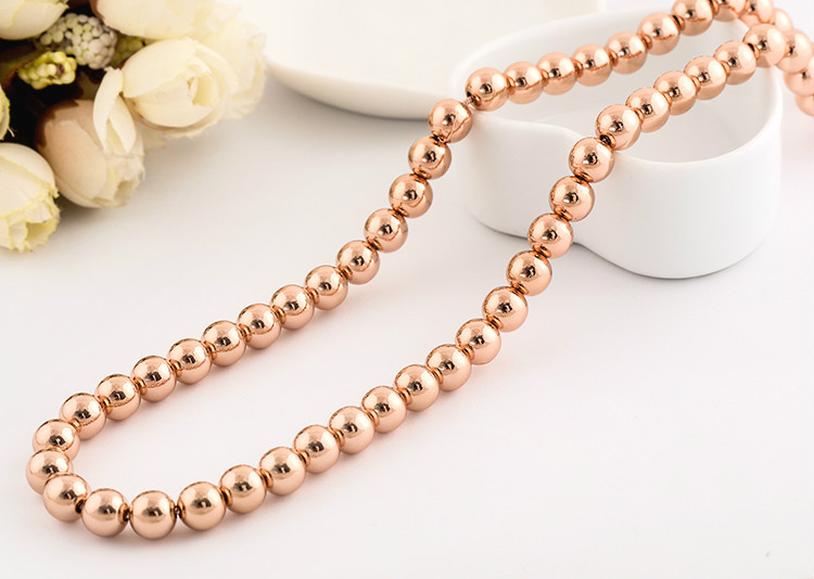 925 Silver Filled / Rose Gold GF Solid Ball Beads Charm Necklace 20″ 4MM – 10MM