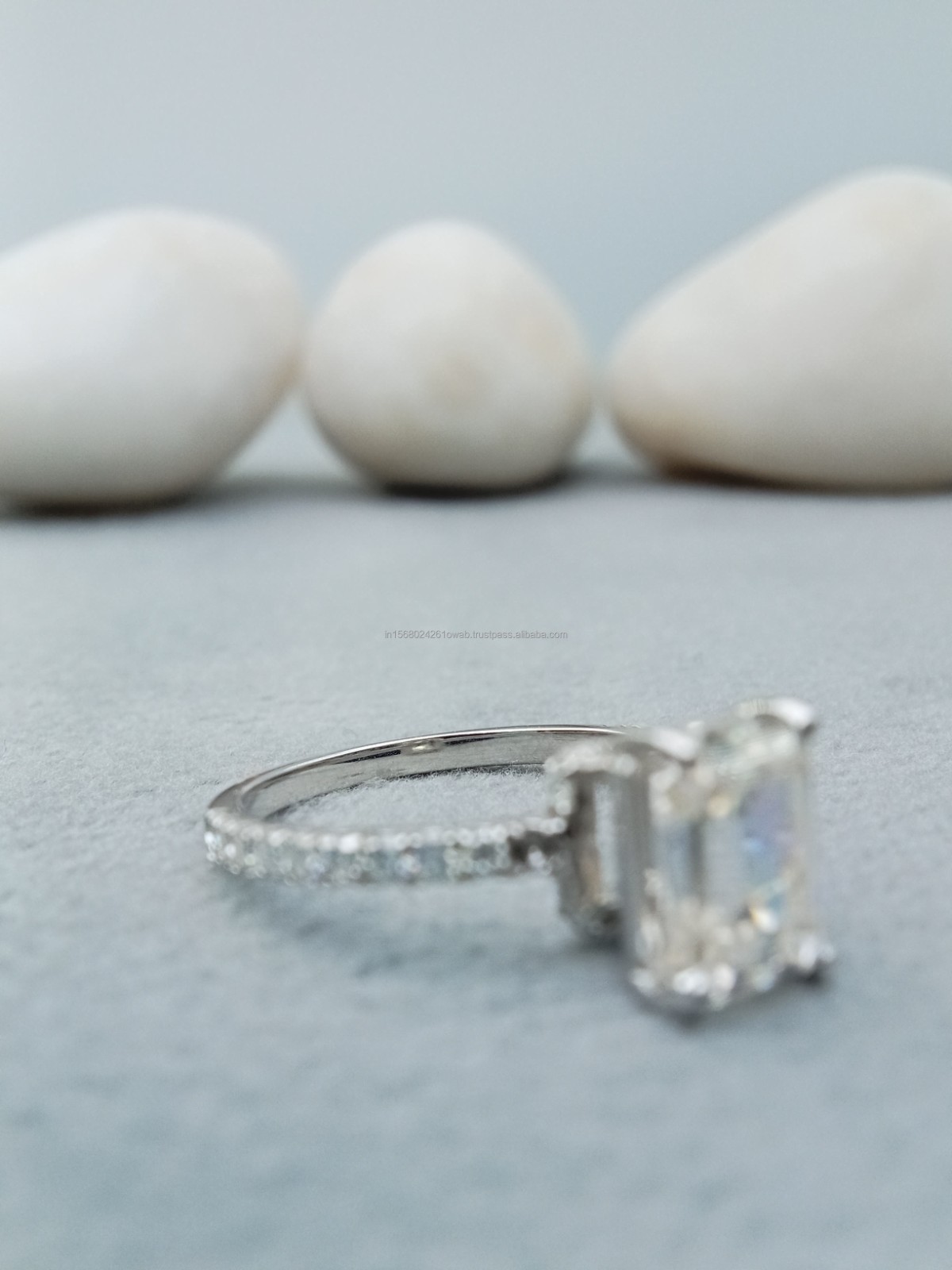 2Ct emerald Cut lab grown Eternity Band Wedding Ring 14K white Gold Plated