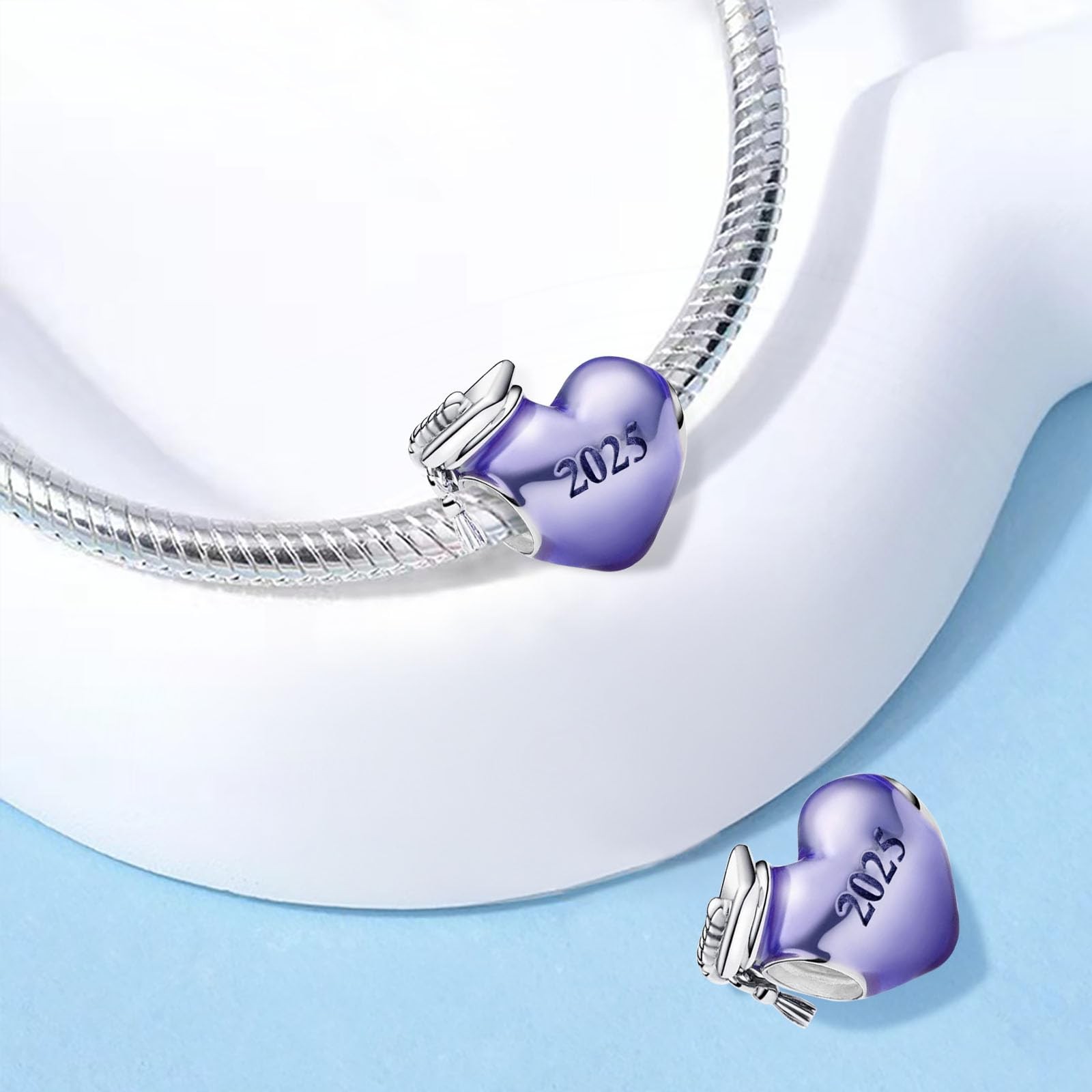 2025 Graduation Charms Compatible for Bracelets Heart Graduation Cap Charm Je…
