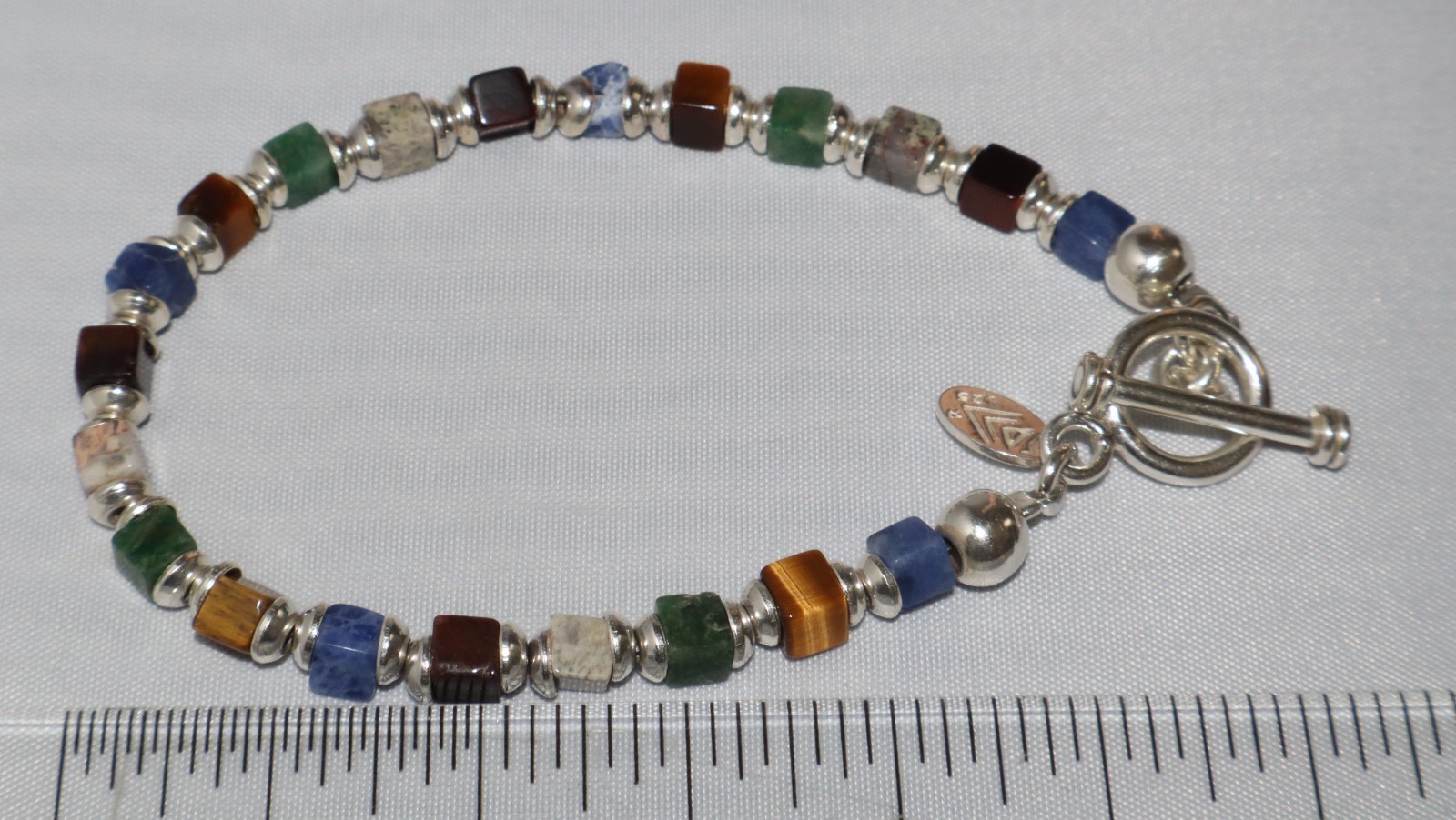 Silpada Silver Multi Stone Cube Bead Toggle Clasp Bracelet B0817 – damaged