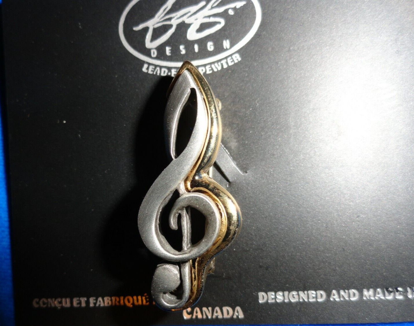 New Lead-Free Pewter Treble Clef Two-tone Pin / Broach – NEW
