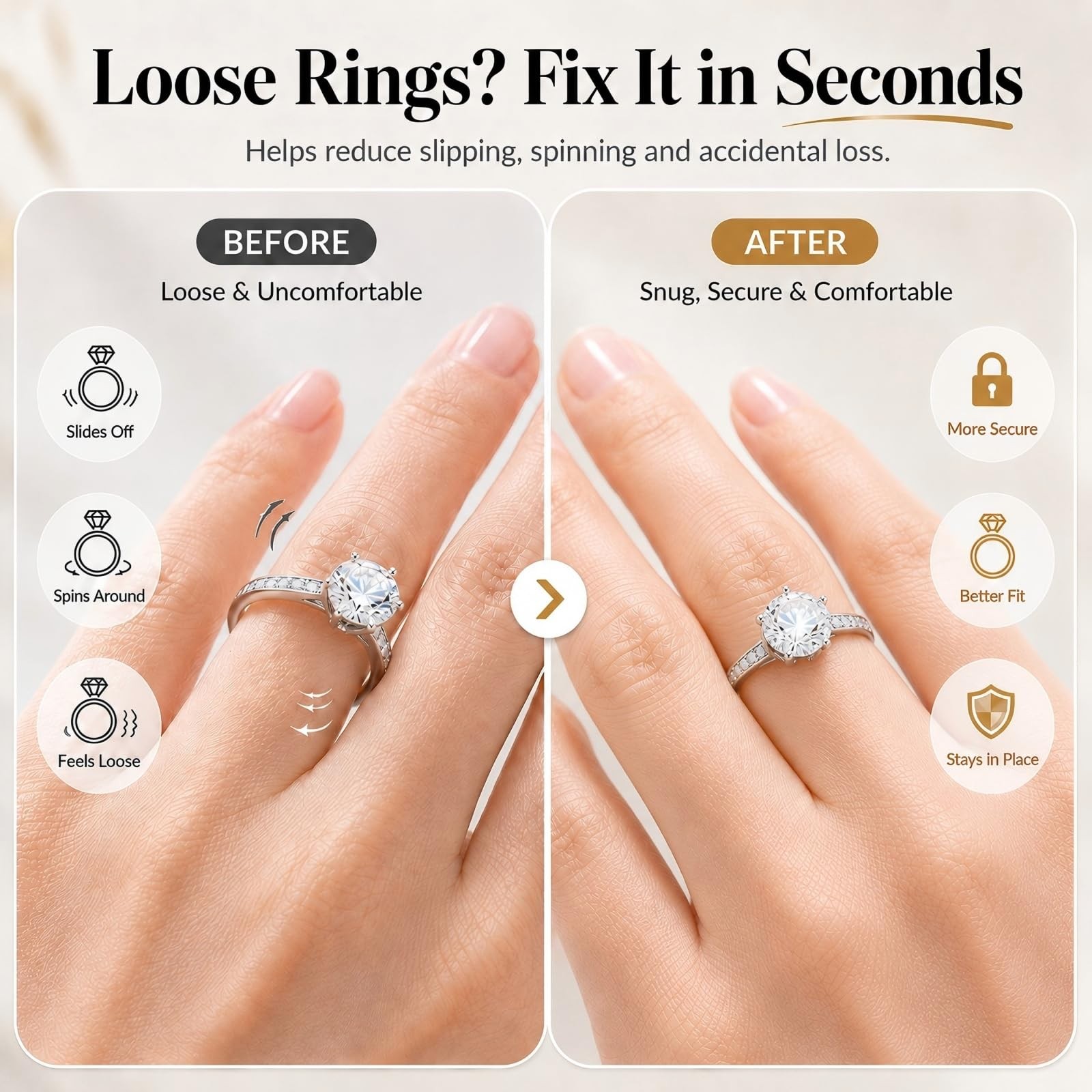 Ring Sizer Adjuster for Loose Rings – 12 Pack Invisible Ring Guards, Clear Ri…