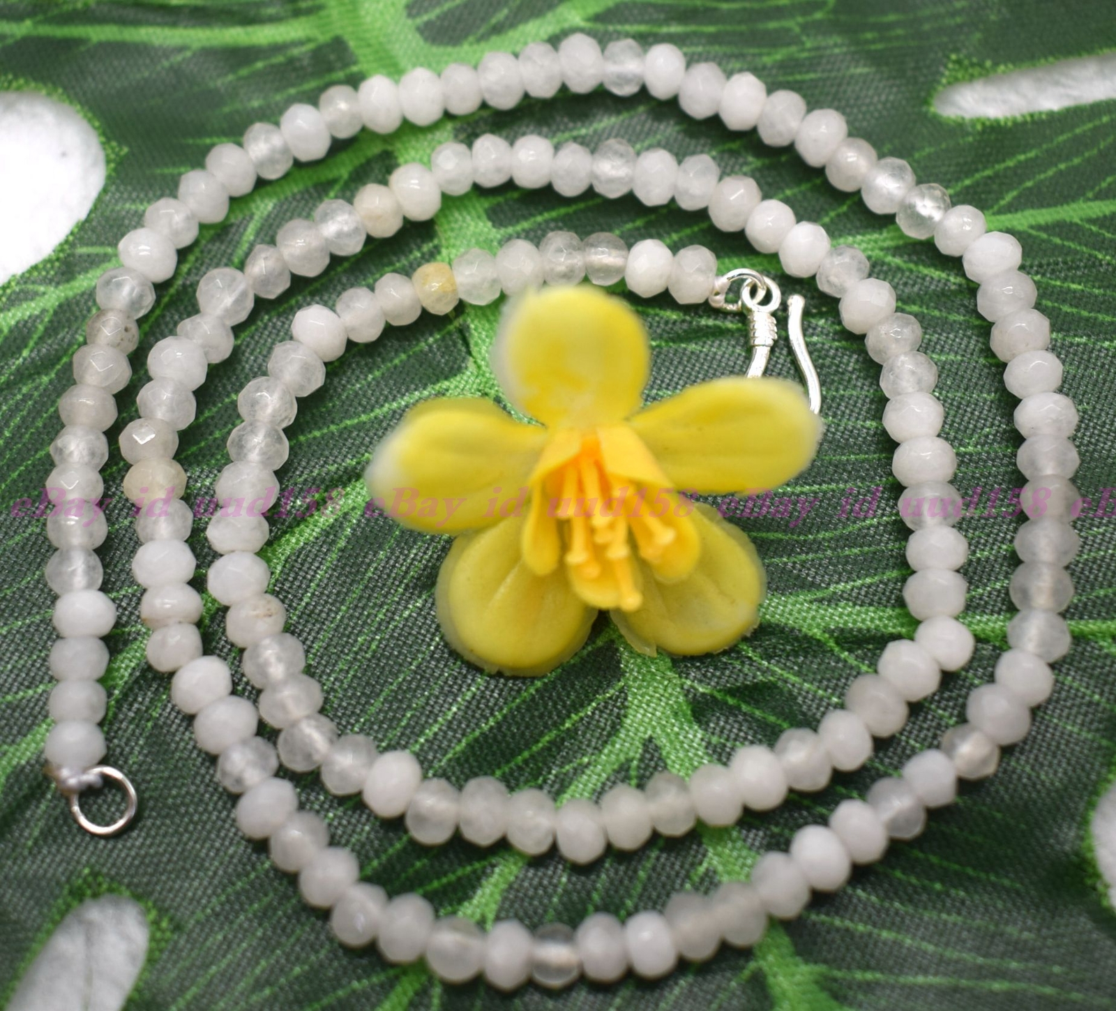 Lots 2x4mm White Jade Faceted Roundel Gems Beads Necklace Silver Clasp AA 16-28″