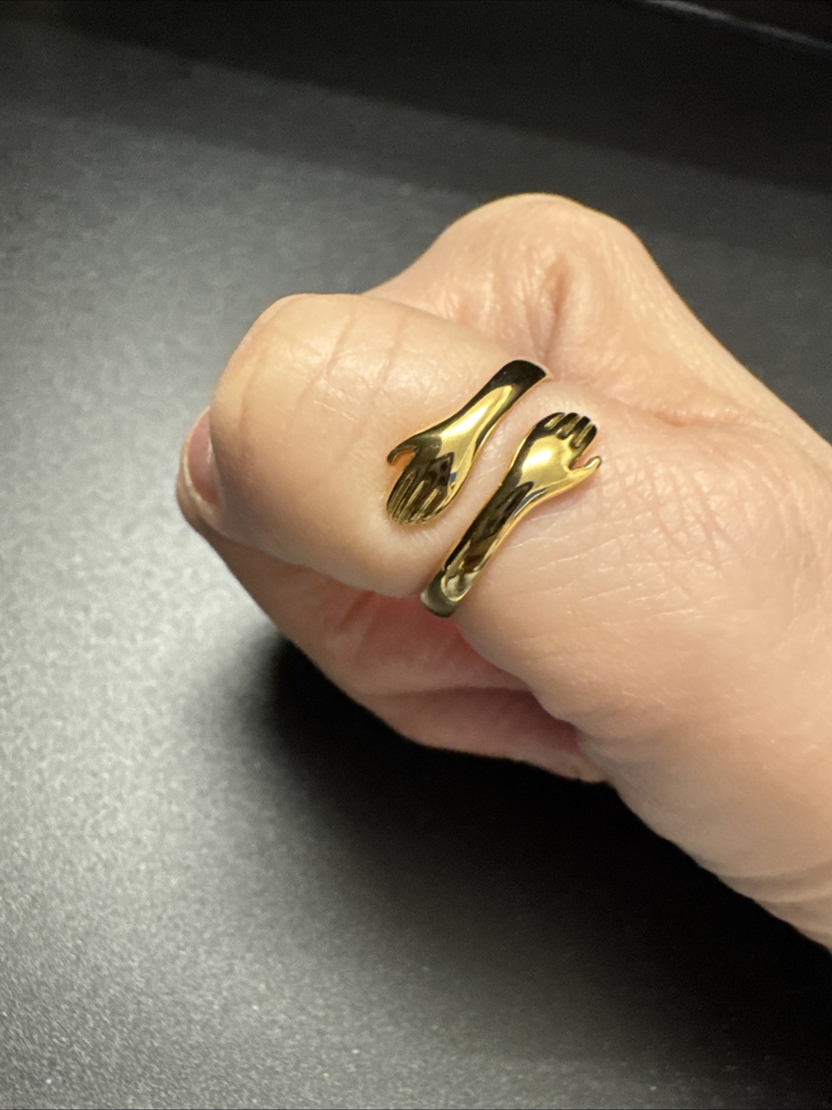 Plunder Design Trendy Fashion Jewelry Adjustable Gold Hug Hands Ring