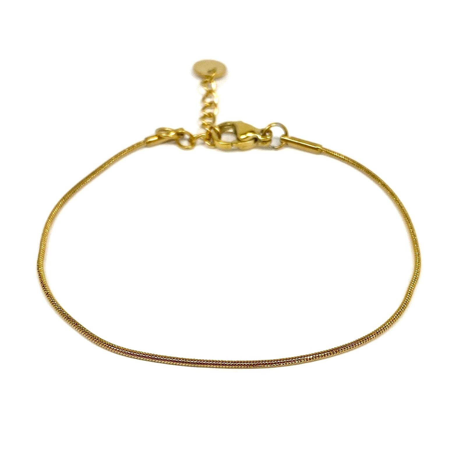 Elegant 18k Gold Plated Stainless Steel Dainty Round Snake Bracelet Holiday Gift