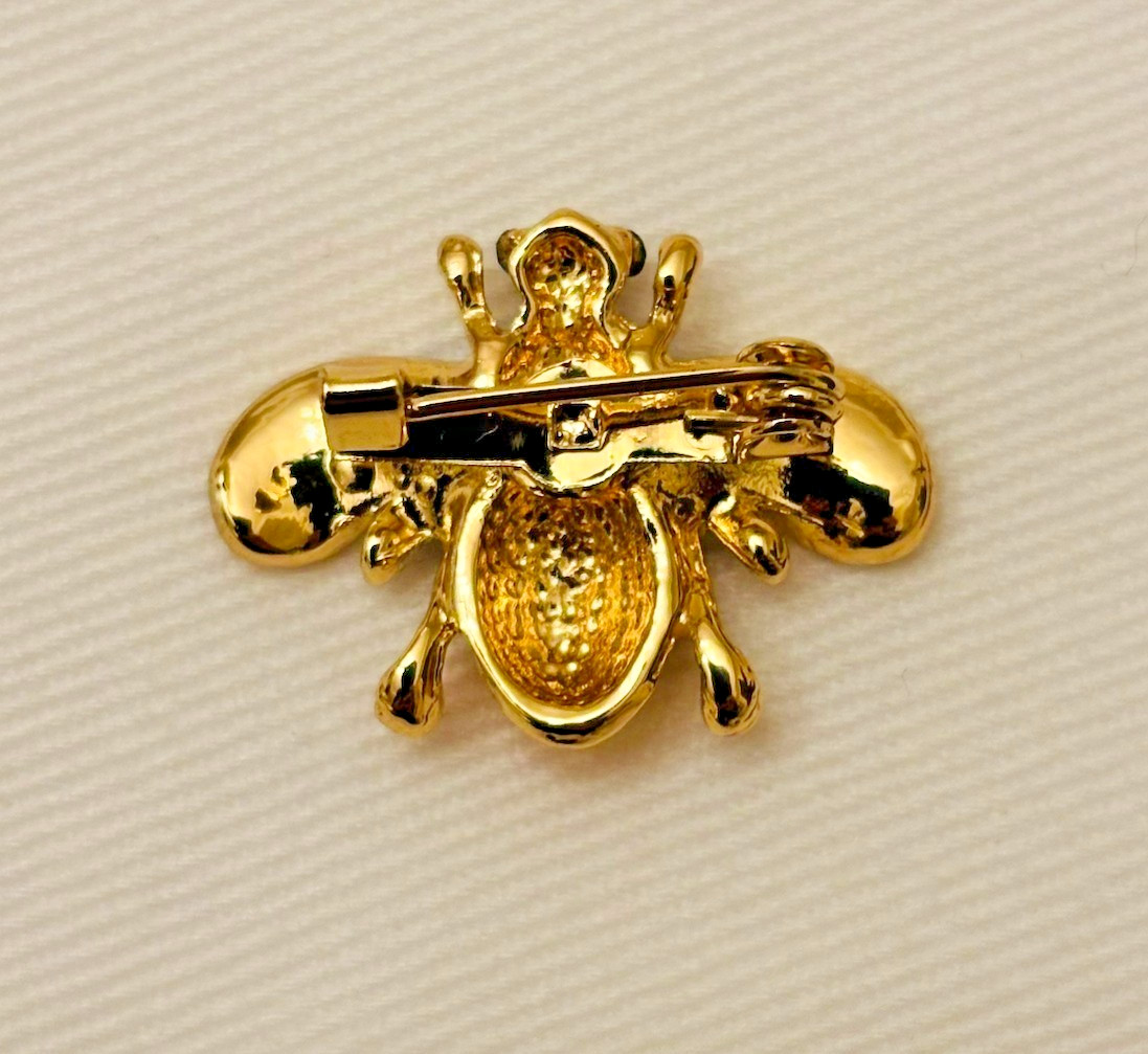 Enamel and Jeweled Gold-Toned Bee Pin