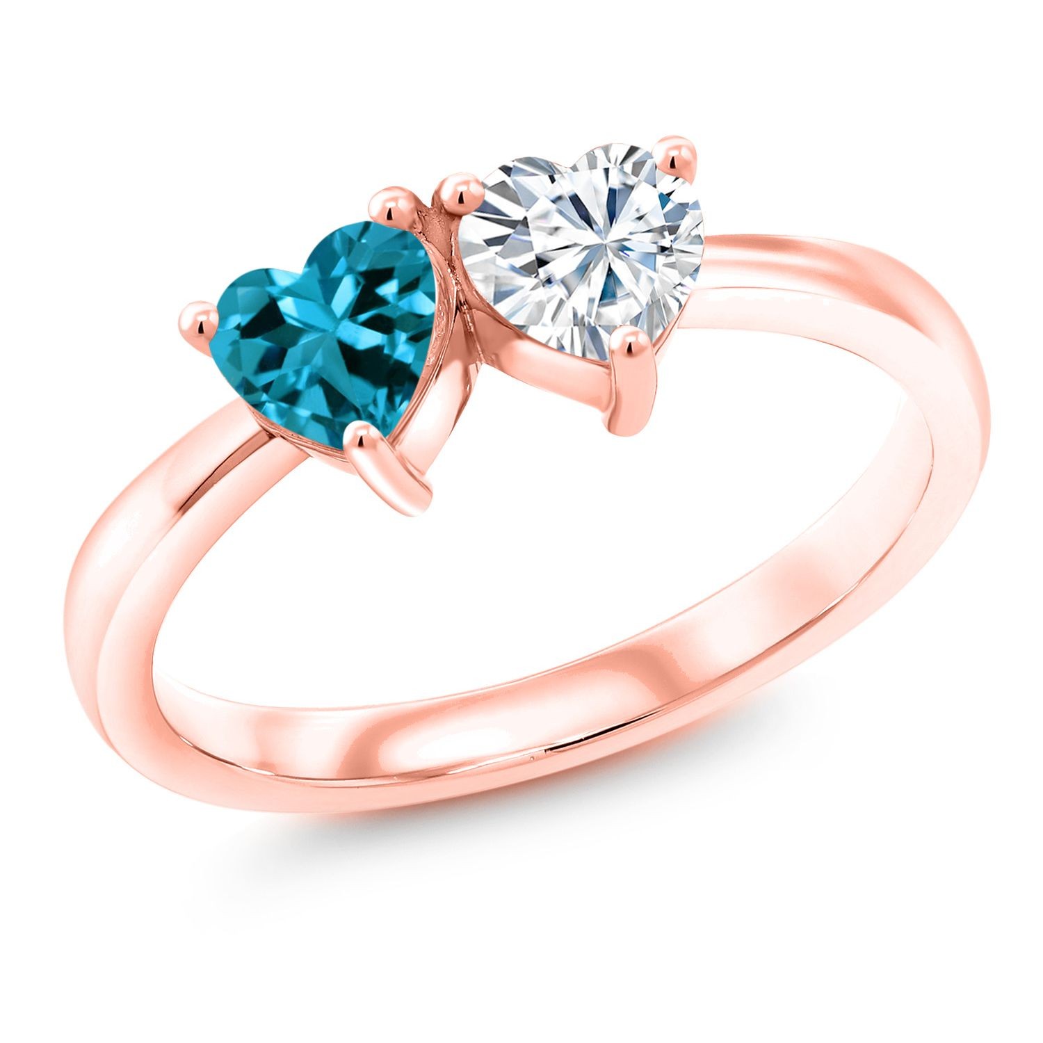 18K Rose Gold Plated Silver Fashion Right-Hand Ring Topaz Moissanite (0.97 Cttw)
