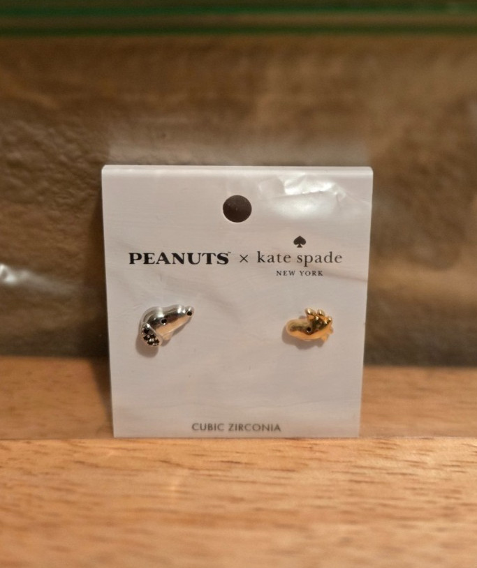KATE SPADE X PEANUTS, Snoopy & Woodstock Asymmetrical Stud Earrings NWT – KN115
