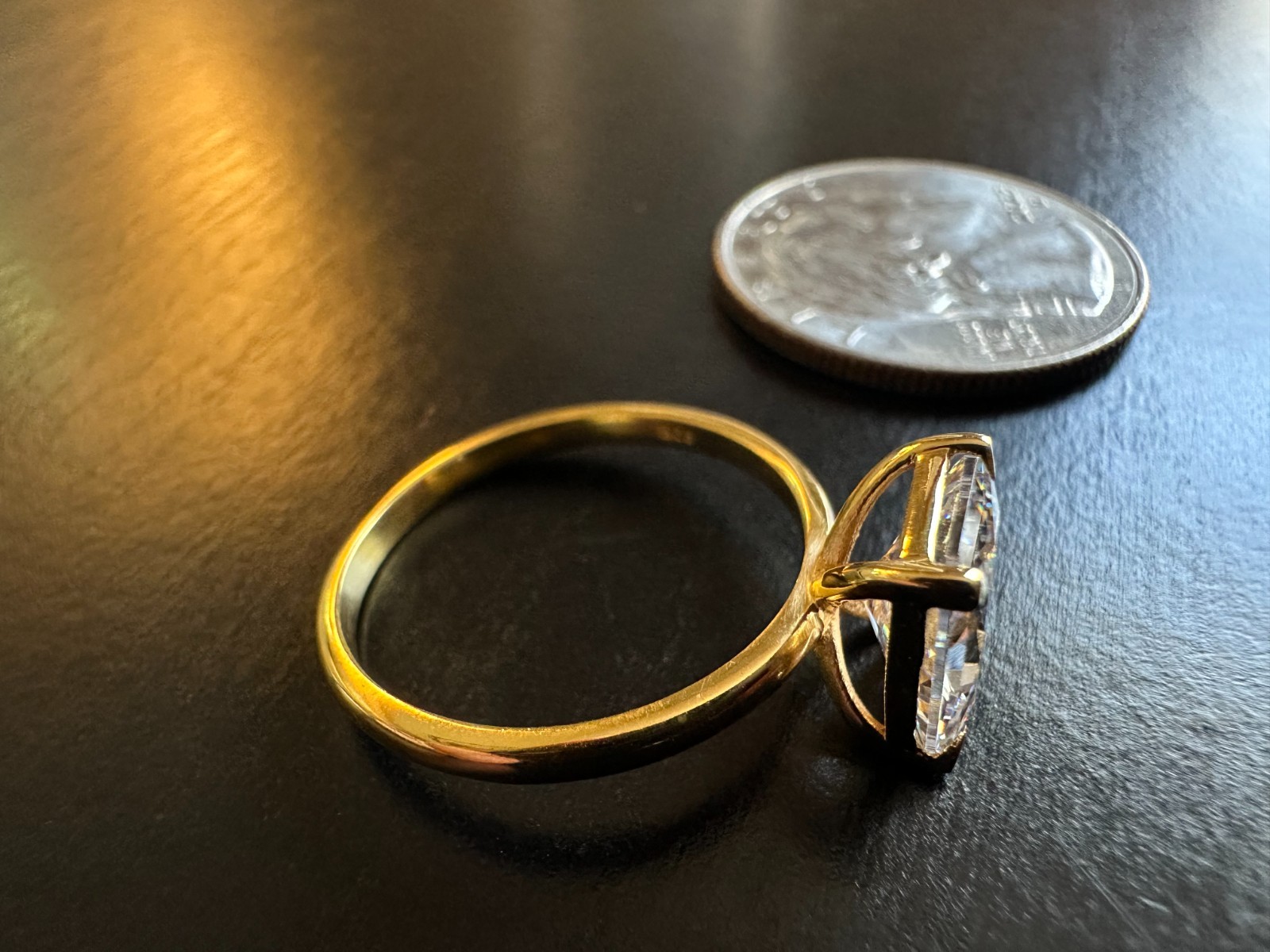 Brand New Radiant Cut CZ/Yellow Gold Plate Ring Women’s 7.5