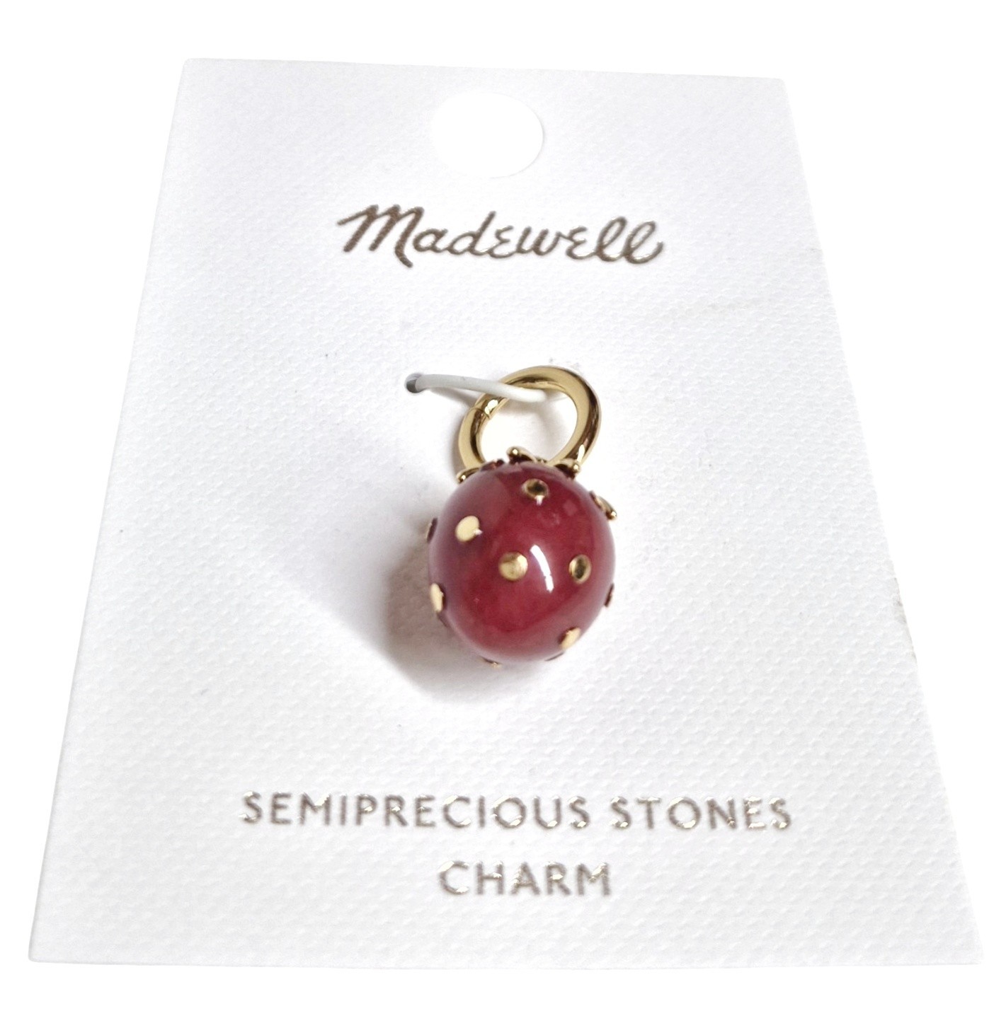 Madewell Semiprecious Strawberry Charm Antique Gold Red Brass Nickel Safe New