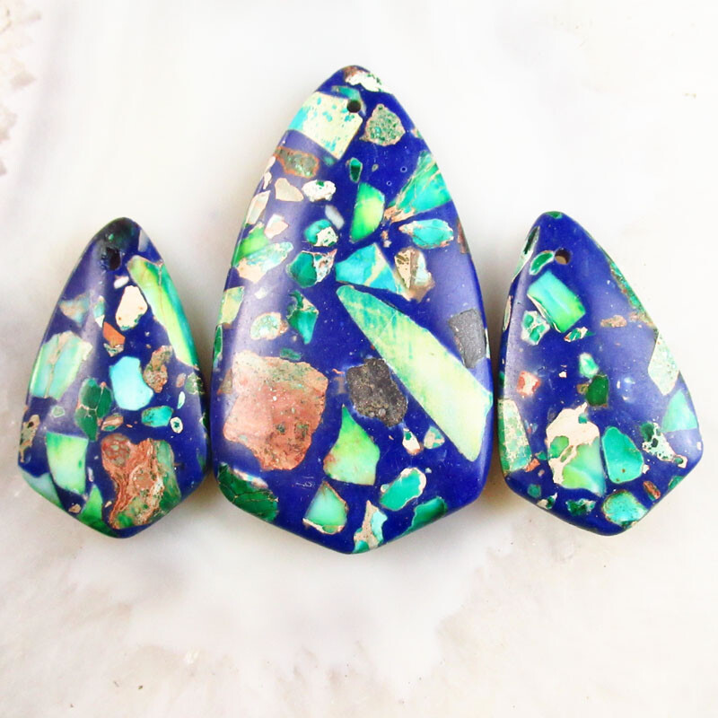 3Pcs Lapis Lazuli Green Sea Sediment Jaspe Arrow Pendant Bead HA125DHS
