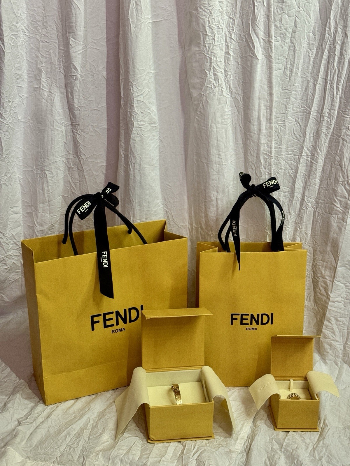 Authentic FENDI Bangle & Ring – “Forever FENDI” Line. Size M. Used condition