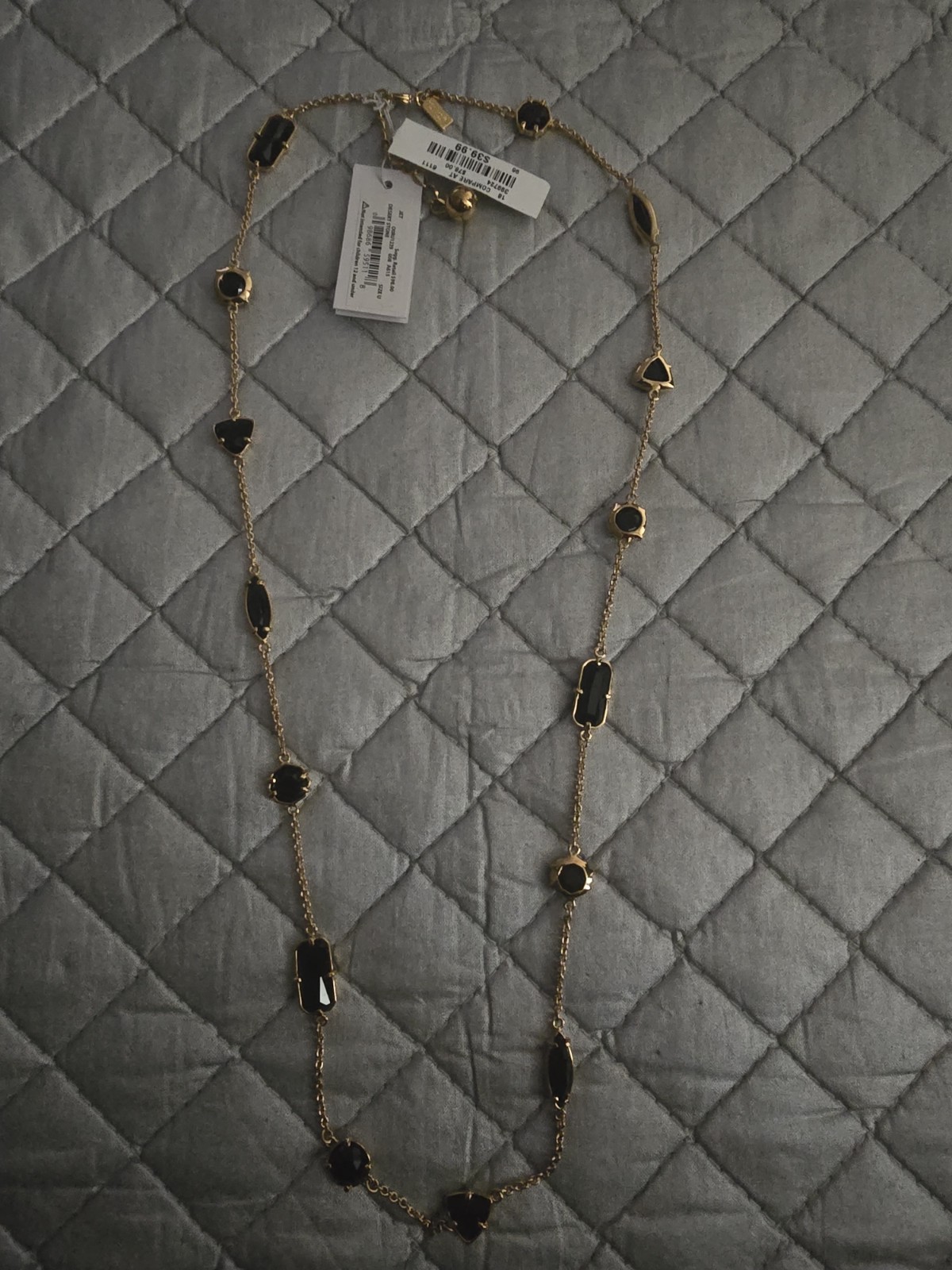 kate spade new york Gold Tone Black Crystal Station Necklace O0RU1239