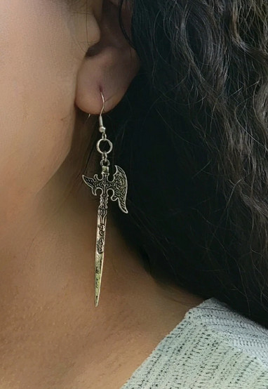 Filigree sword ax earrings