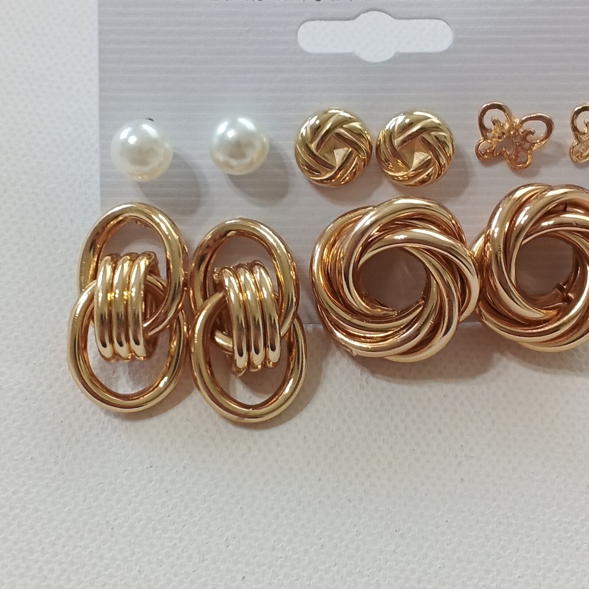 5 pairs Earrings Twisted Brass Plated One Size Stud Earrings