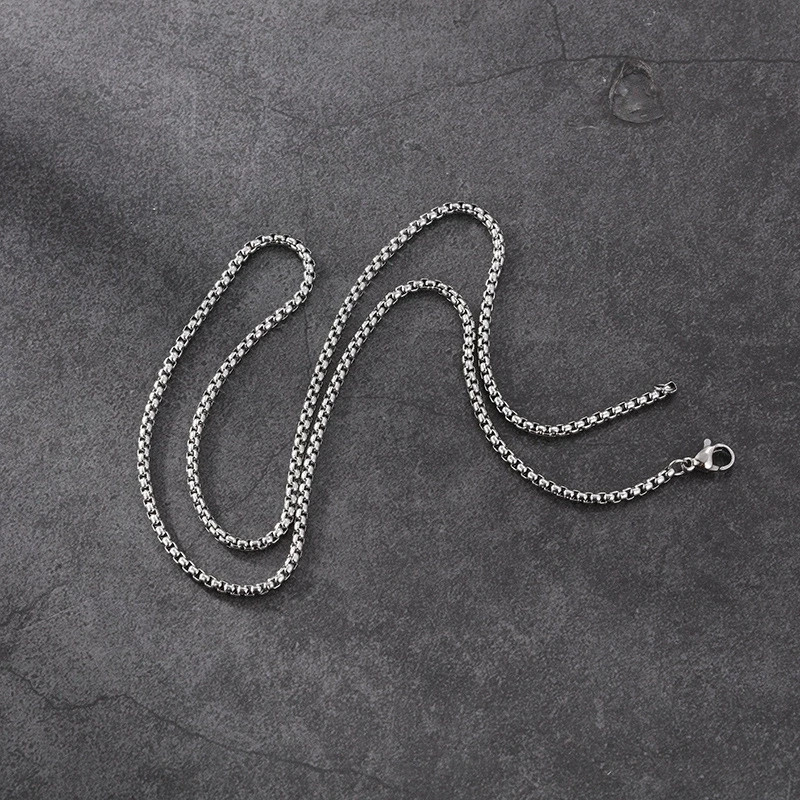 2mm Silver Plated Titanium Steel Box Necklace Versatile Accessories for Men 45mm