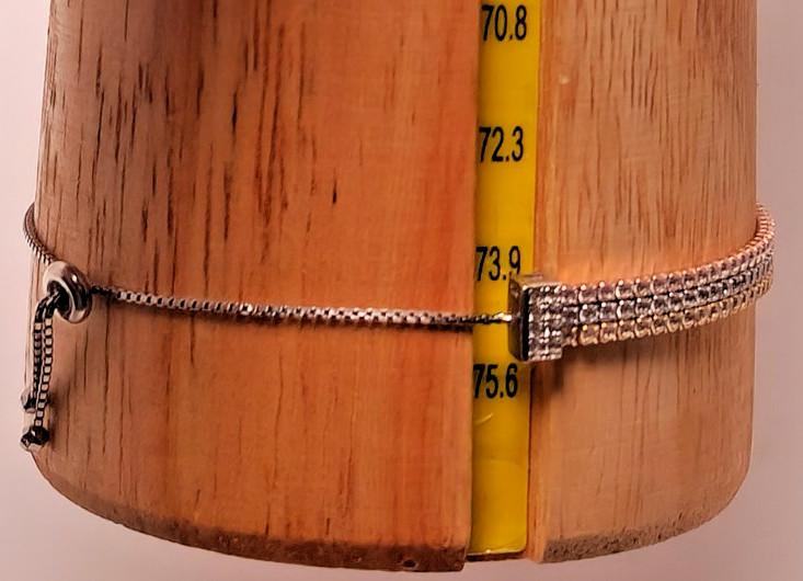 Tri-Tone 925 Sterling Silver CZ Tennis Bolo Bracelet Adjustable 8.71g 5.26mm