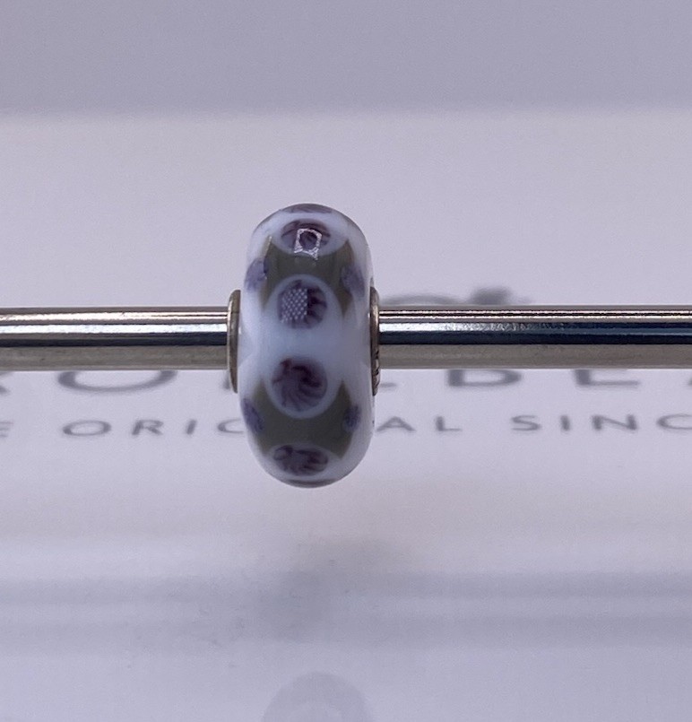 Trollbeads Unique White Gray Purple Glass Bead New Sterling Silver Charm
